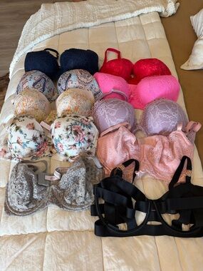 Victory secret Lace & Floral Bra Set - Pink, Black, Navy, Lilac, Red, etc.